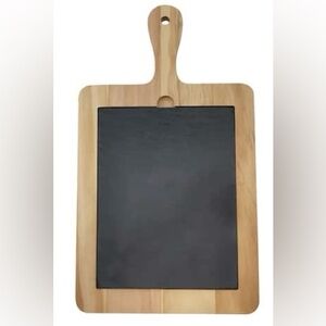 14" Pinewood Serving Platter Cutting Board with Removable Slate Insert NWT